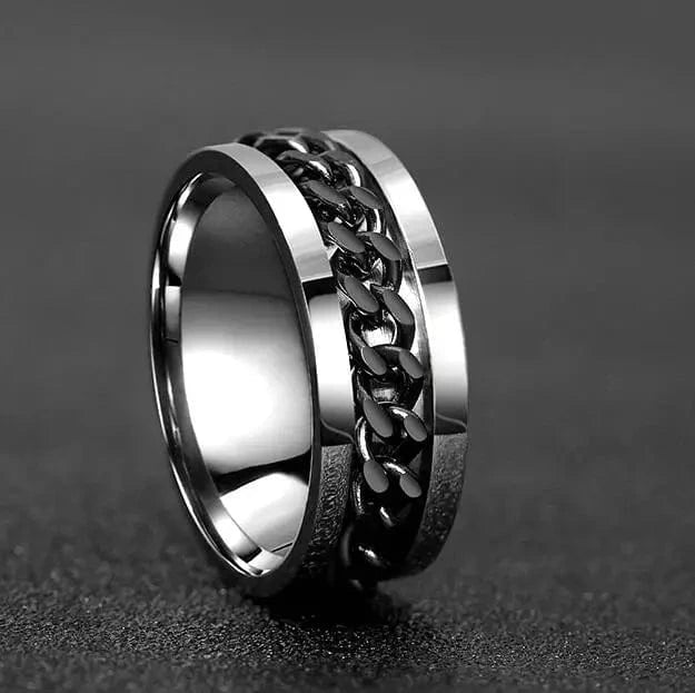 The Carat Cave Cool Stainless Steel Rotatable Men Ring High Quality Spinner Chain Punk Women Jewelry for Party Gift