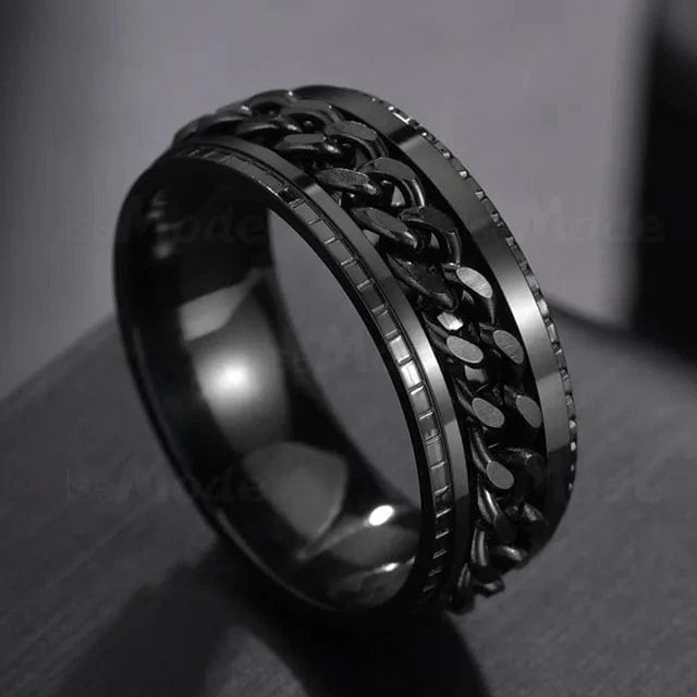 The Carat Cave Cool Stainless Steel Rotatable Men Ring High Quality Spinner Chain Punk Women Jewelry for Party Gift