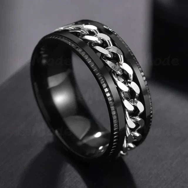 The Carat Cave Cool Stainless Steel Rotatable Men Ring High Quality Spinner Chain Punk Women Jewelry for Party Gift