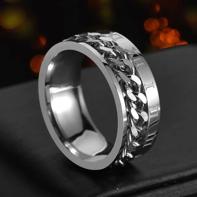 The Carat Cave Cool Stainless Steel Rotatable Men Ring High Quality Spinner Chain Punk Women Jewelry for Party Gift