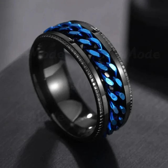 The Carat Cave Cool Stainless Steel Rotatable Men Ring High Quality Spinner Chain Punk Women Jewelry for Party Gift