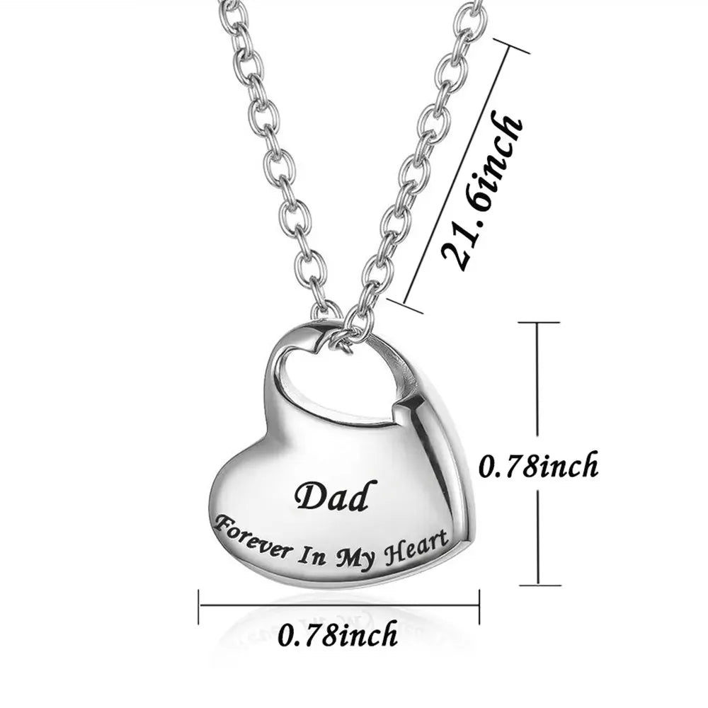 The Carat Cave Cremation Urn Necklace for Ashes Urn Jewelry,Forever in My Heart Carved Stainless Steel Keepsake Waterproof Memorial Pendant