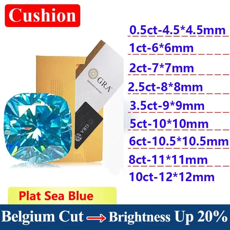 The Carat Cave Cushion cut / 0.5ct Sea Blue Lab Grown Diamond