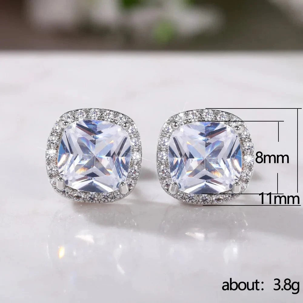 The Carat Cave Cushion Cut CZ Stud Earrings – Classic Sparkle