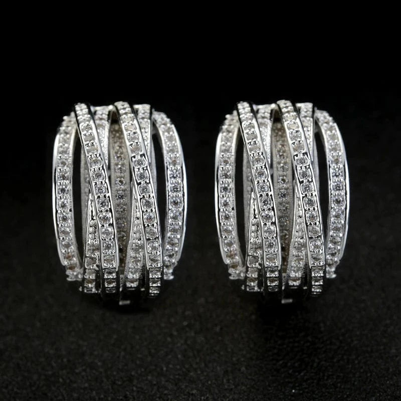 The Carat Cave CZ Cross Hoop Earrings – Silver Statement Design