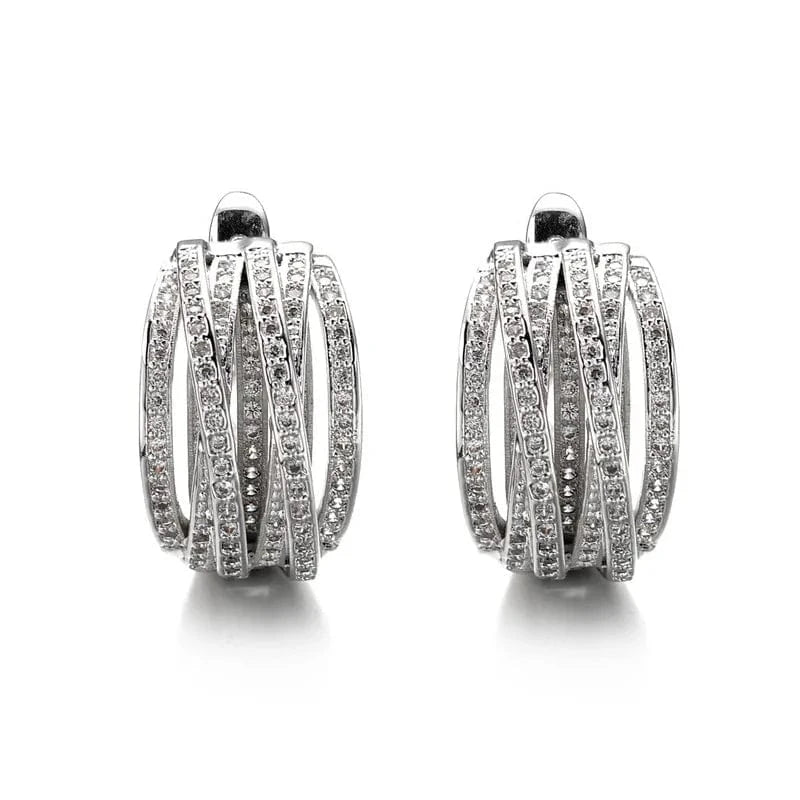 The Carat Cave CZ Cross Hoop Earrings – Silver Statement Design