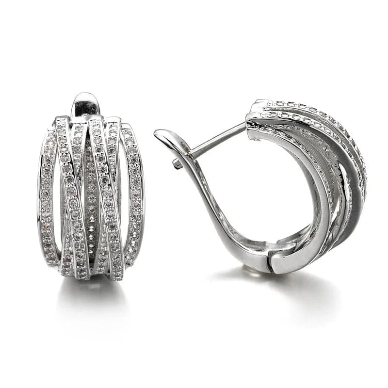 The Carat Cave CZ Cross Hoop Earrings – Silver Statement Design