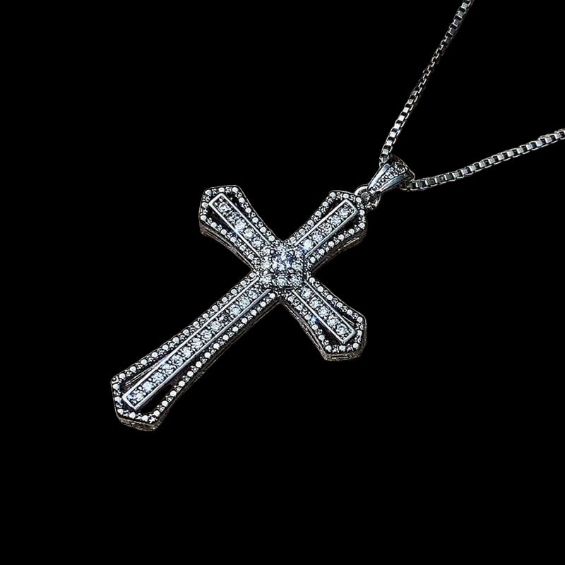 The Carat Cave CZ Cross Necklace – Silver Hip Hop Style