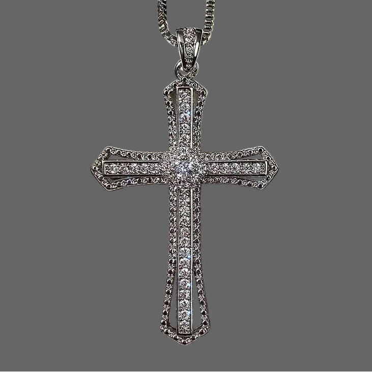 The Carat Cave CZ Cross Necklace – Silver Hip Hop Style