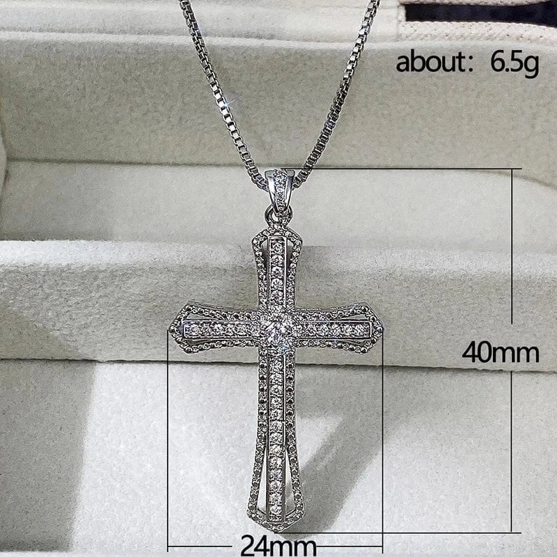 The Carat Cave CZ Cross Necklace – Silver Hip Hop Style