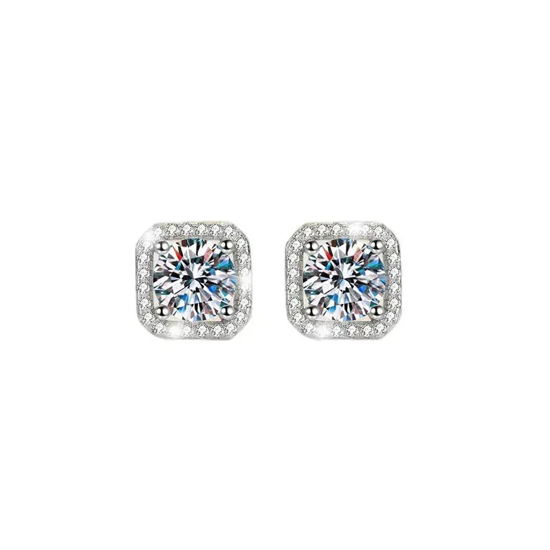 The Carat Cave Diamond Earrings Mosonite Earring Square Bag Earrings marry Jewelry simple and fashionable party, Valentine's Day gift