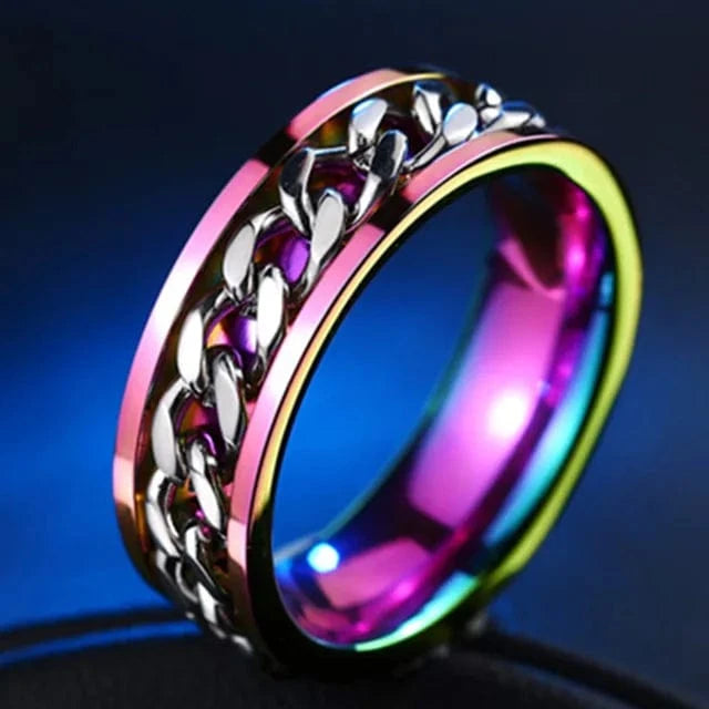 The Carat Cave GOLD / 10 Cool Stainless Steel Rotatable Men Ring High Quality Spinner Chain Punk Women Jewelry for Party Gift
