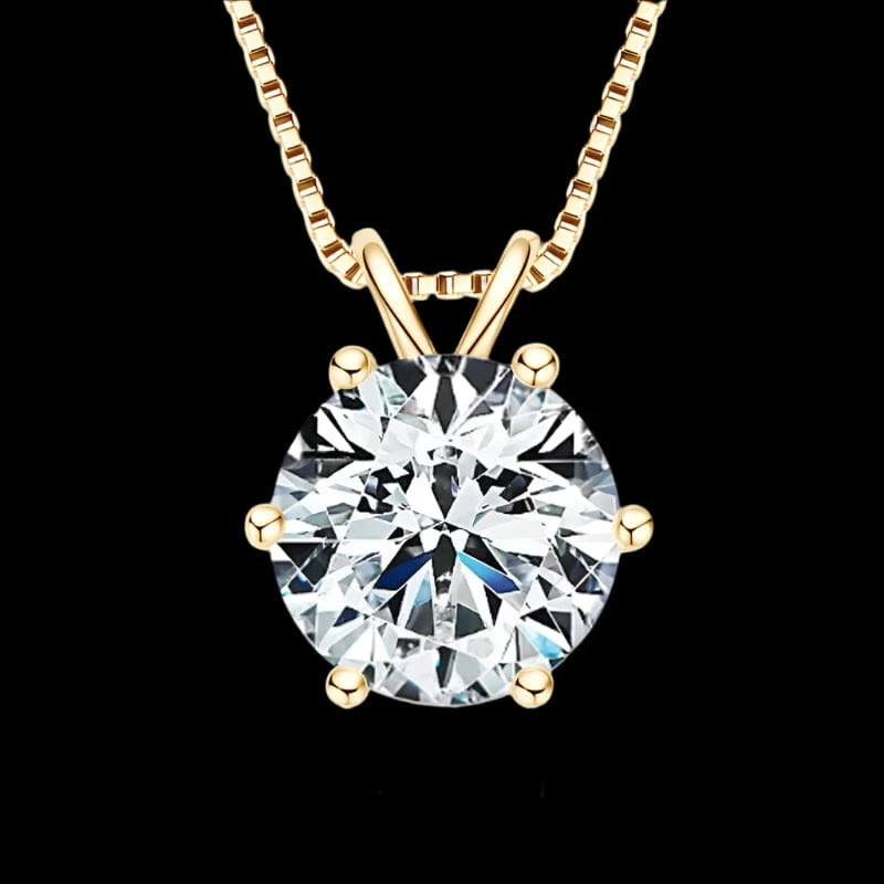 The Carat Cave Gold - 10mm - 4.0ct Certified Moissanite Pendant Necklace 925 Sterling Silver