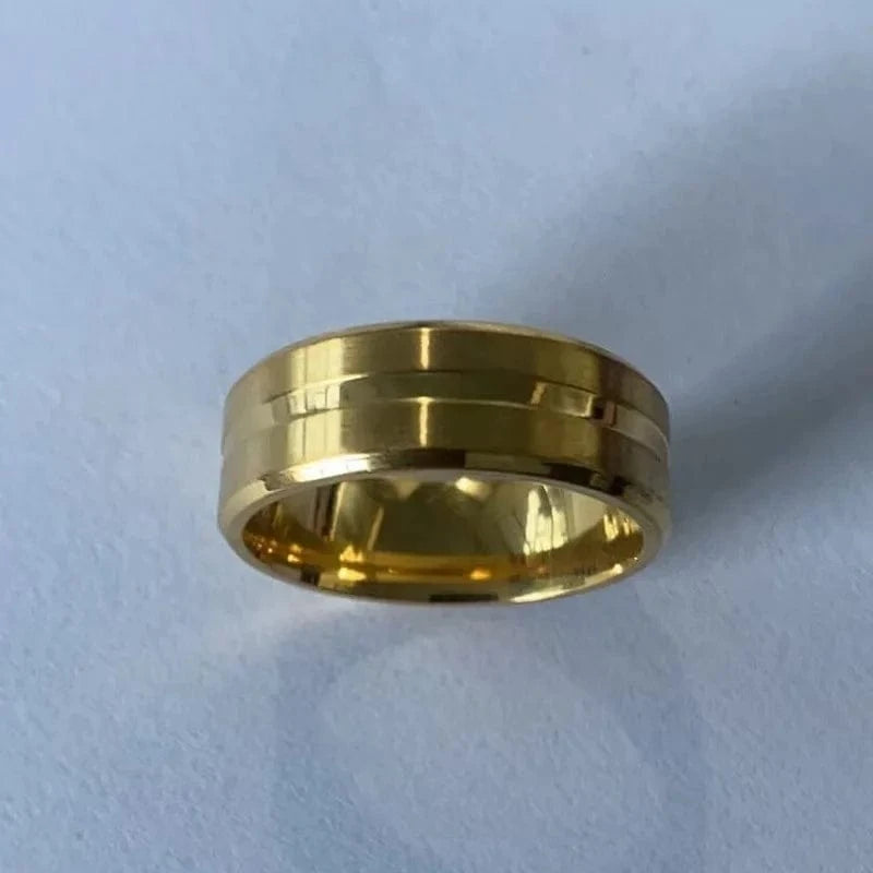 The Carat Cave Gold / 6 8mm Black Stainless Steel Wedding Band