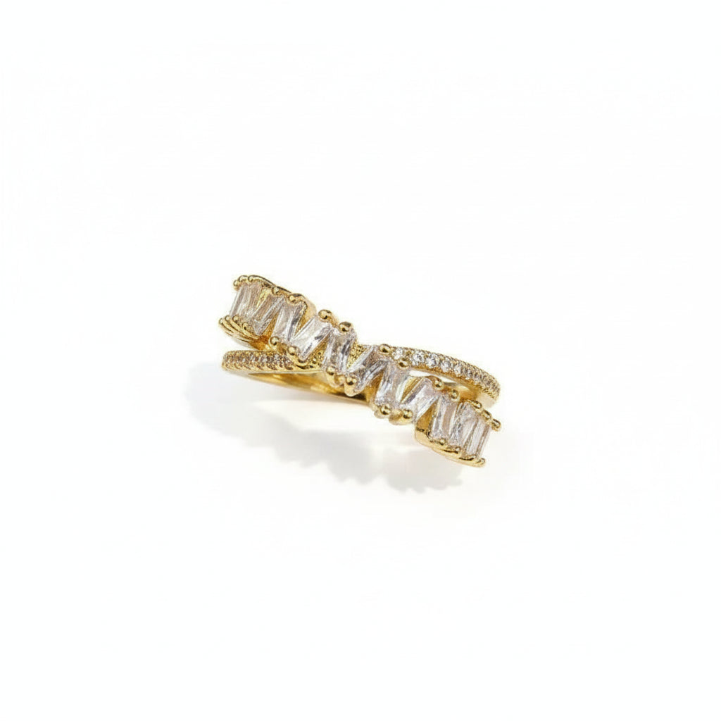 The Carat Cave Gold Luxury CZ Geometric Adjustable Ring