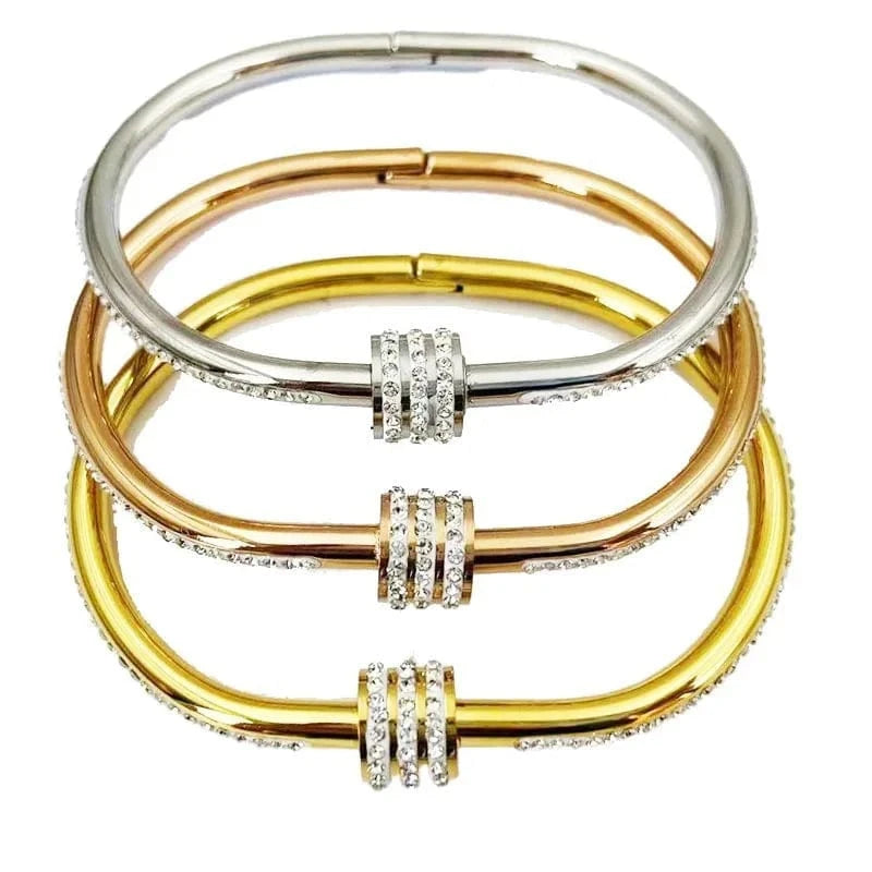 The Carat Cave Gold-Plated Stainless Steel Crystal Wrap Bangle