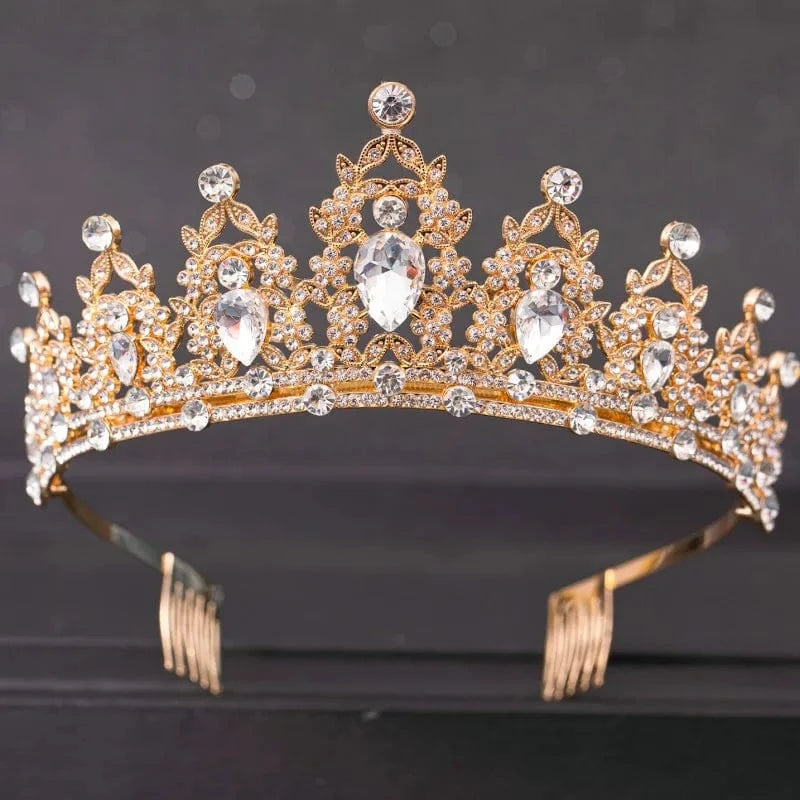 The Carat Cave Gold Style Crystal Tiara – Silver Diadem