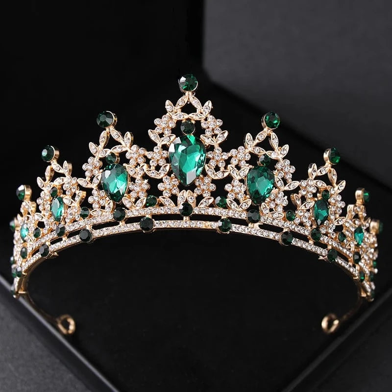 The Carat Cave Green Crystal Tiara – Silver Diadem