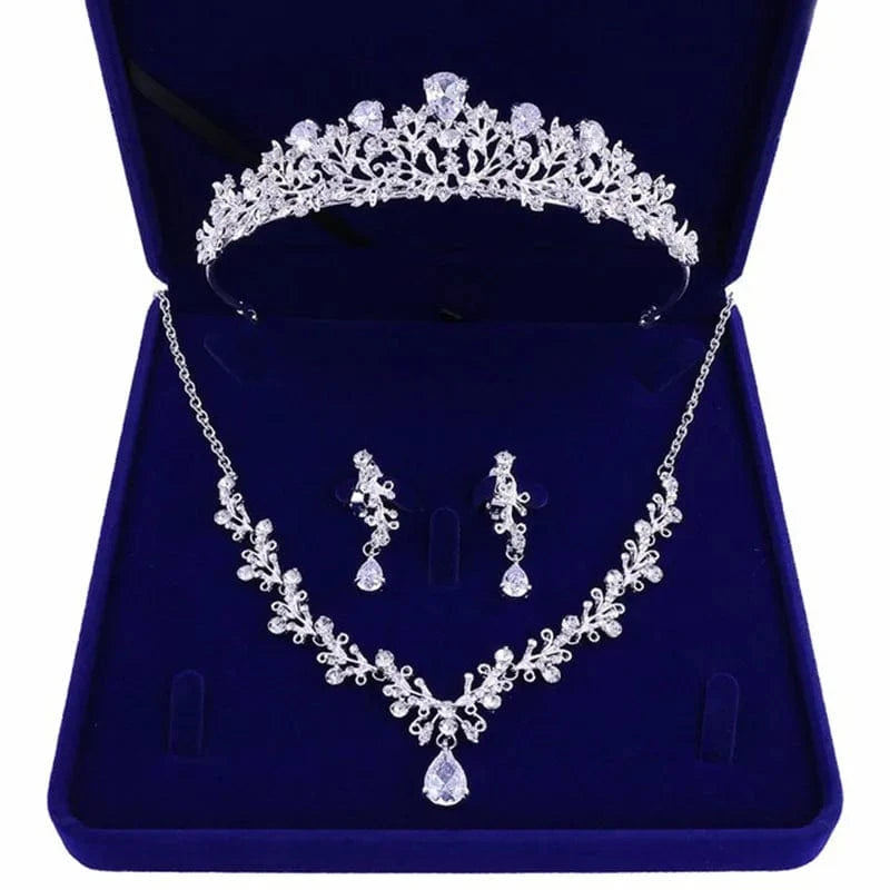 The Carat Cave Icy Elegance Set Bridal Tiara & Jewellery Set – 4 Piece