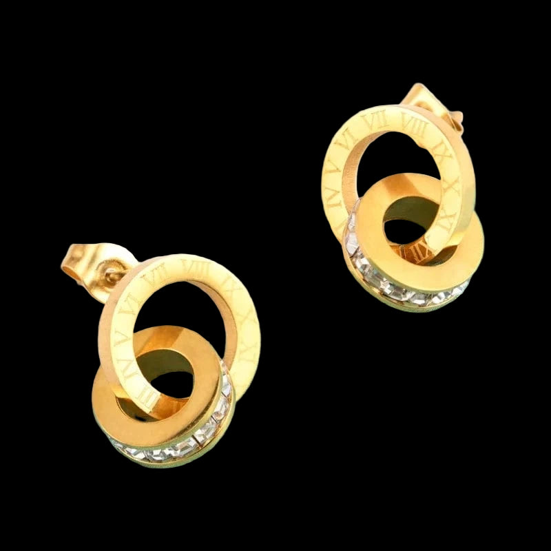 The Carat Cave Interlock Earrings - Gold High-quality Designer Stud Earrings
