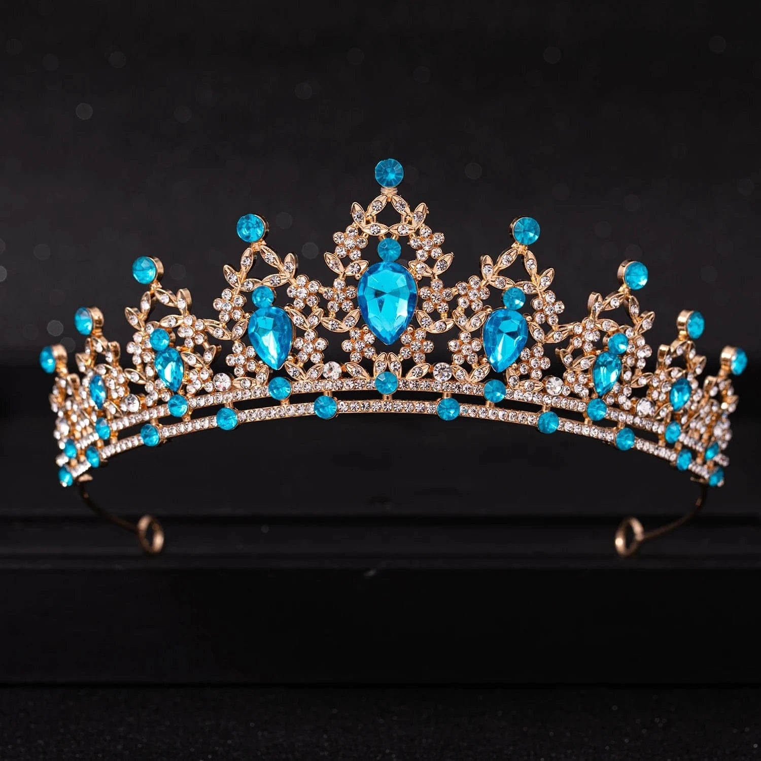 The Carat Cave Lake Blue Style 2 Crystal Tiara – Silver Diadem
