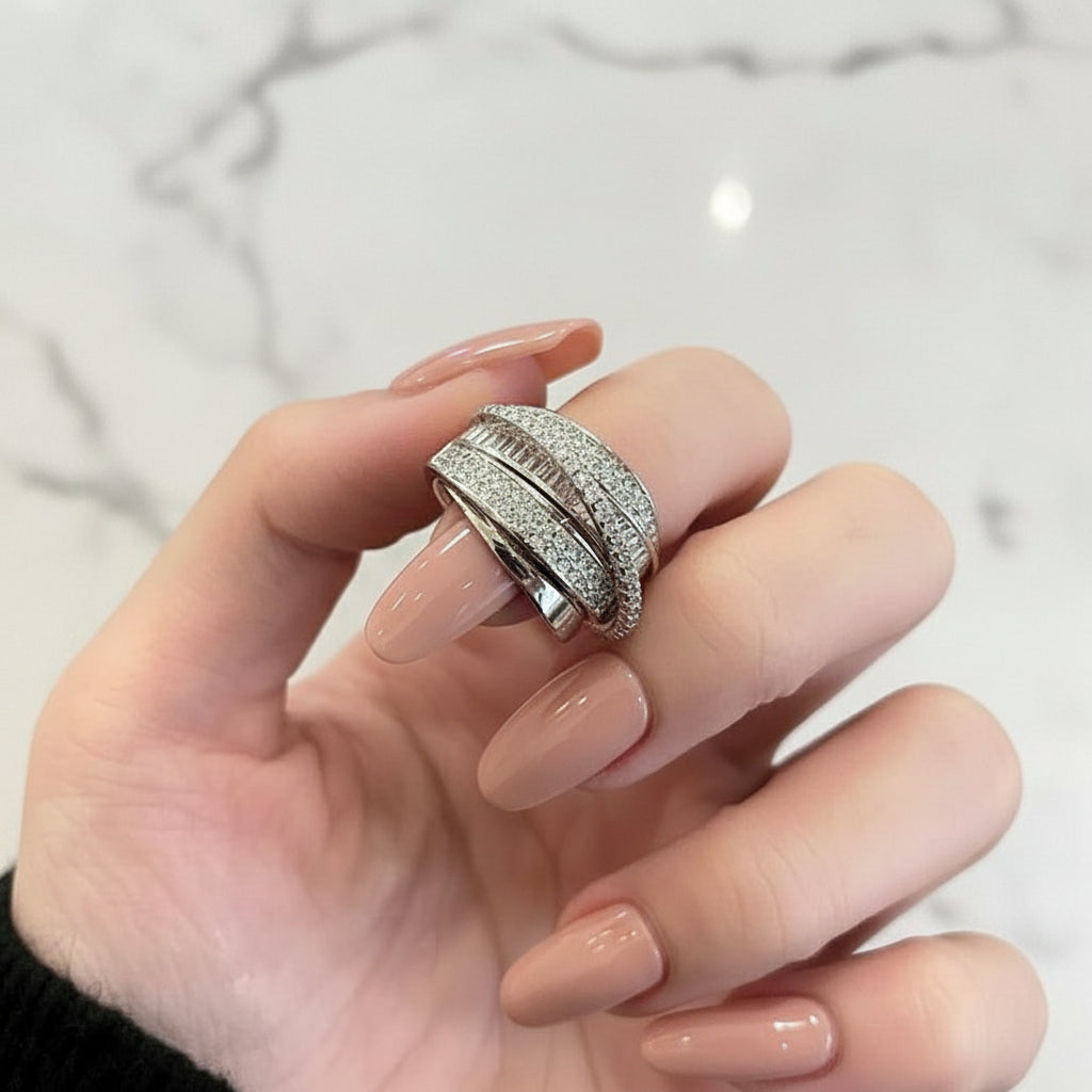 The Carat Cave Light Luxury CZ Cross Open Ring