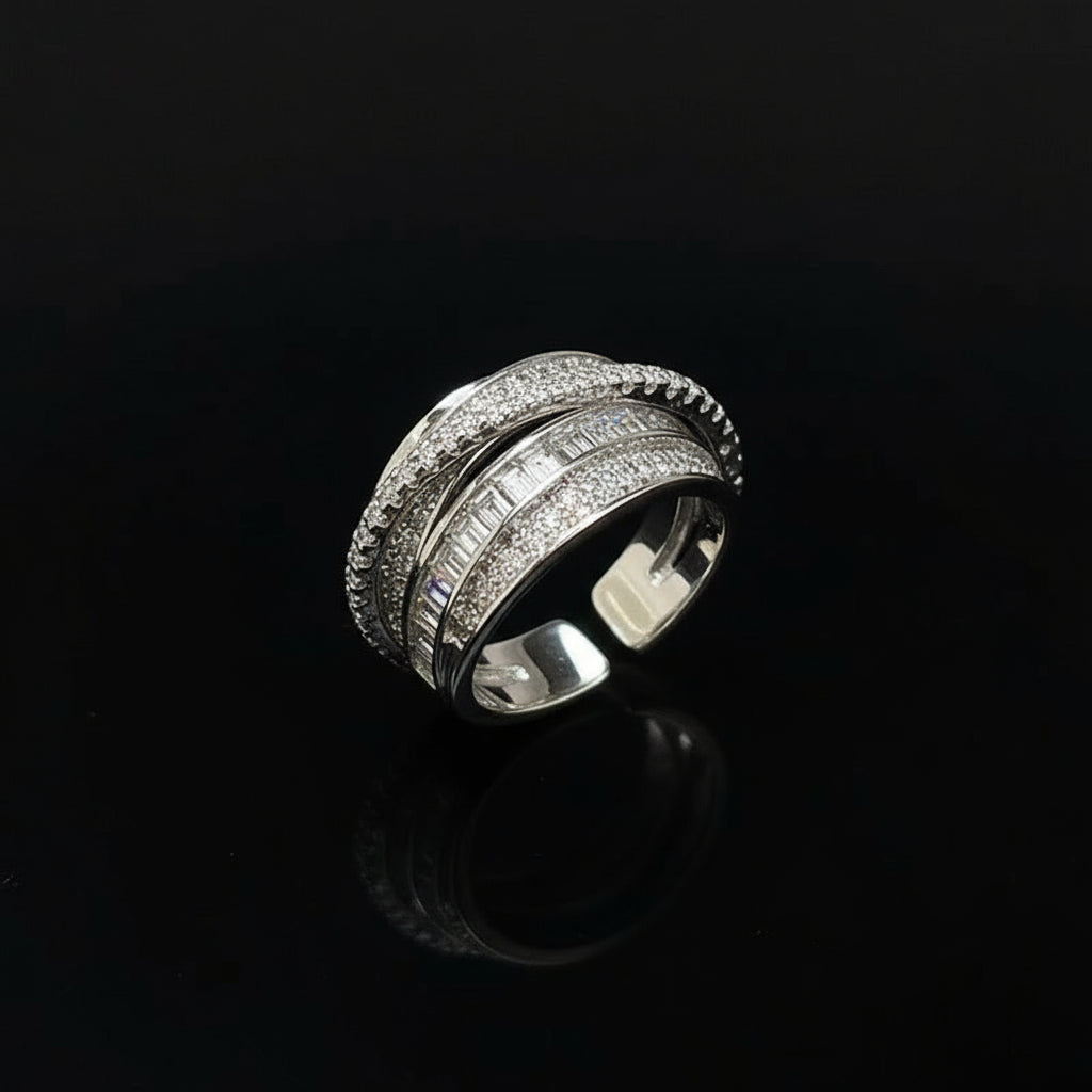 The Carat Cave Light Luxury CZ Cross Open Ring