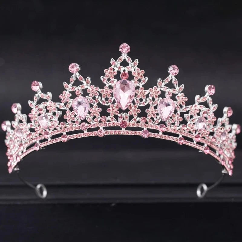 The Carat Cave Light Pink Crystal Tiara – Silver Diadem