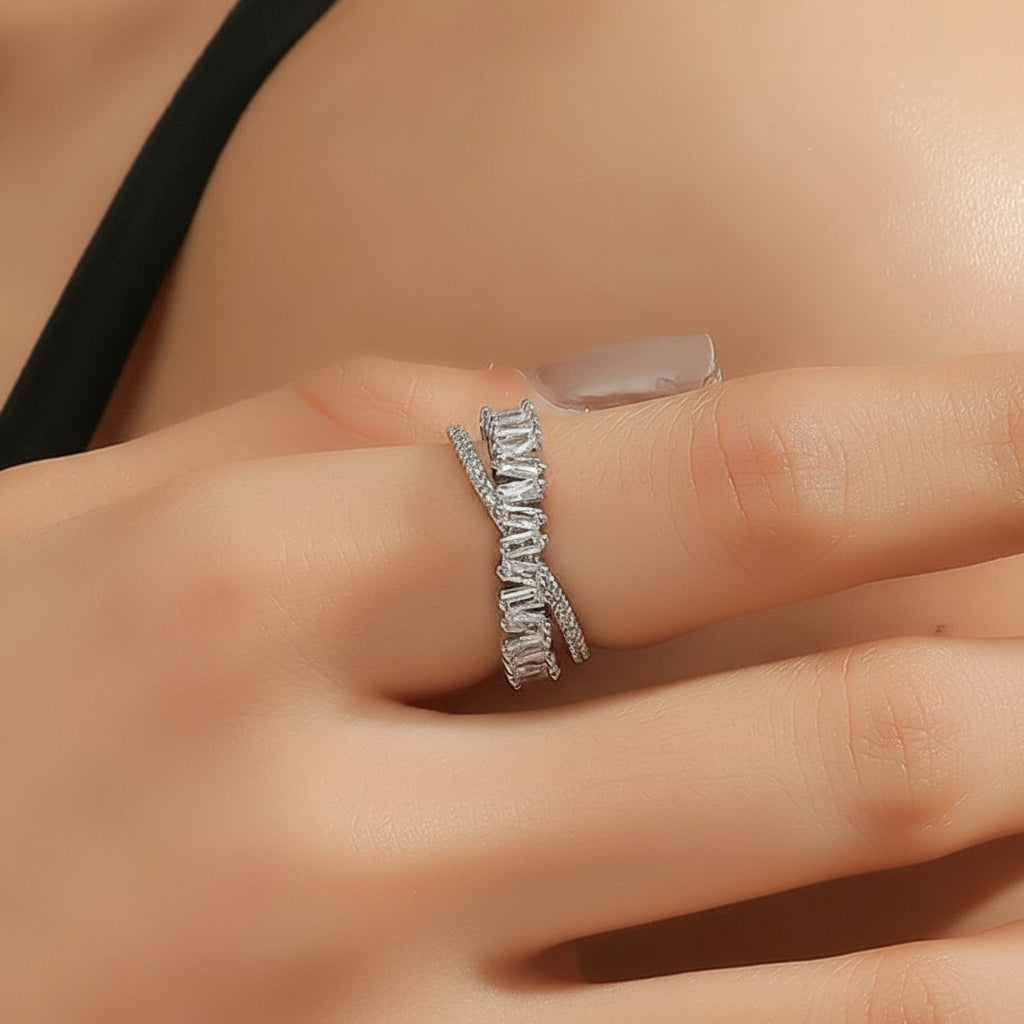 The Carat Cave Luxury CZ Geometric Adjustable Ring