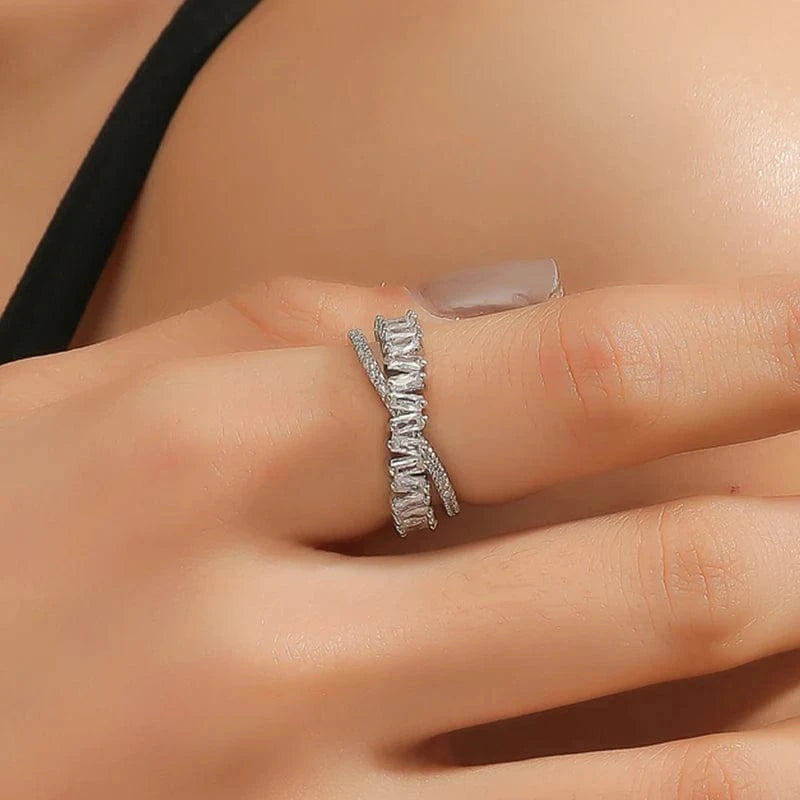 The Carat Cave Luxury CZ Geometric Adjustable Ring