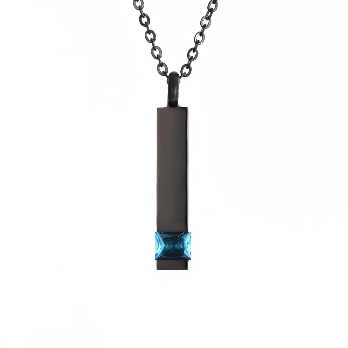 The Carat Cave March Dropshipping Black Cremation Urn Jewelry Cube Stainless Memorial Ashes Necklace Pendant 12 Kinds Birthstone Keepsake Jewelry