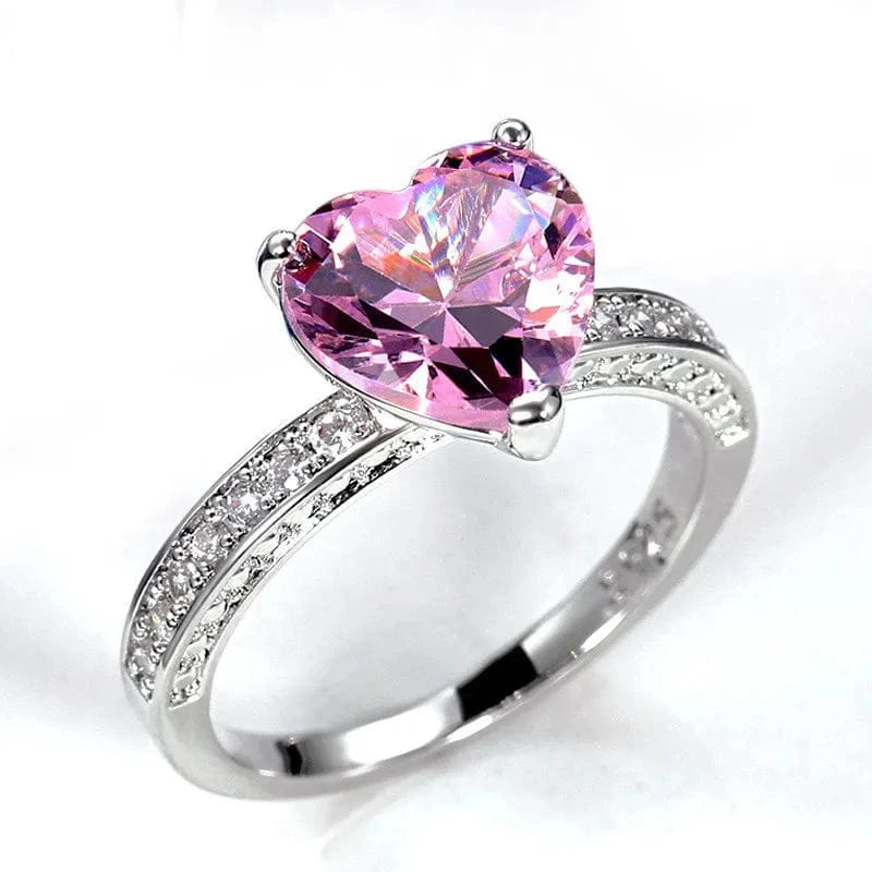 The Carat Cave Pink / 6 925 Silver Pink Heart CZ Ring