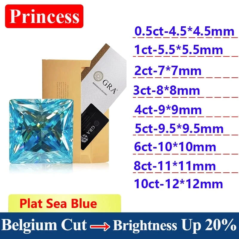 The Carat Cave Princess cut / 10ct Sea Blue Lab Grown Diamond