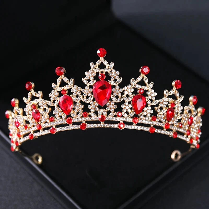 The Carat Cave Red Crystal Tiara – Silver Diadem