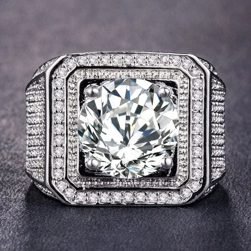 The Carat Cave Rhinestone Men's Square Ring Pave Setting iced out