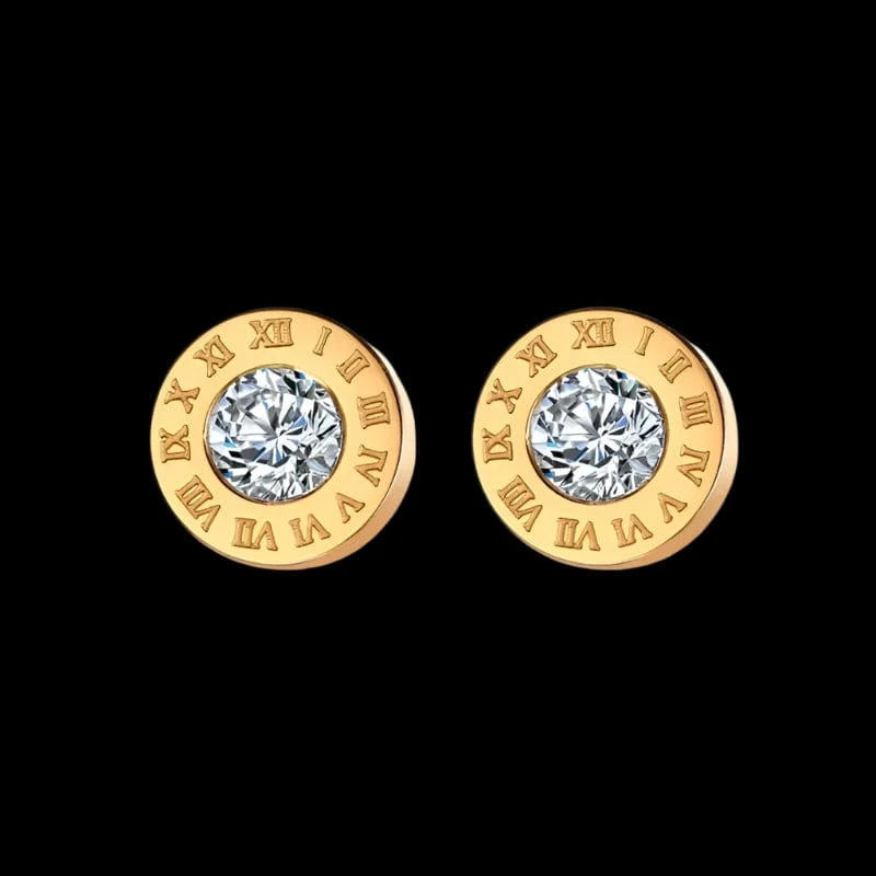 The Carat Cave Roman Halo Studs - Gold High-quality Designer Stud Earrings