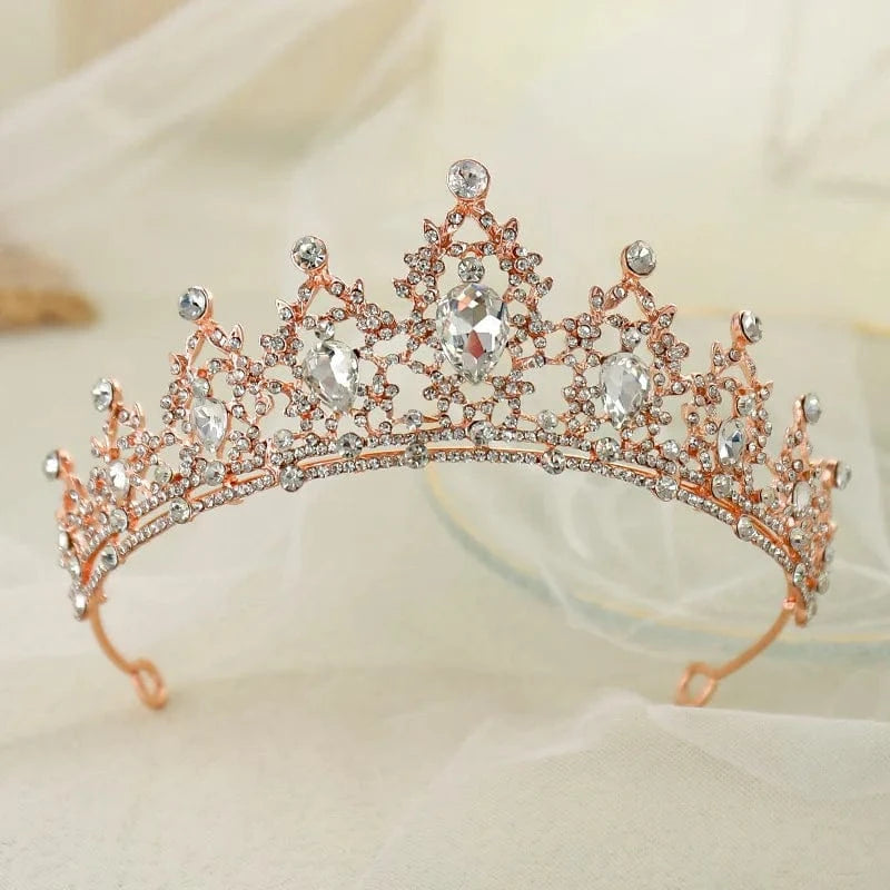 The Carat Cave Rose Gold Crystal Tiara – Silver Diadem