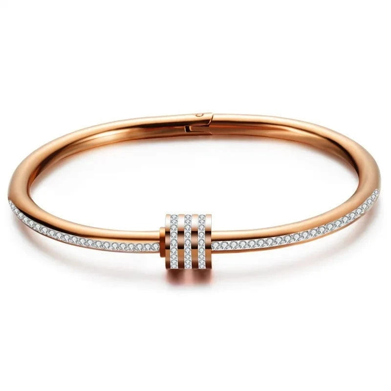 The Carat Cave Rose Gold Gold-Plated Stainless Steel Crystal Wrap Bangle