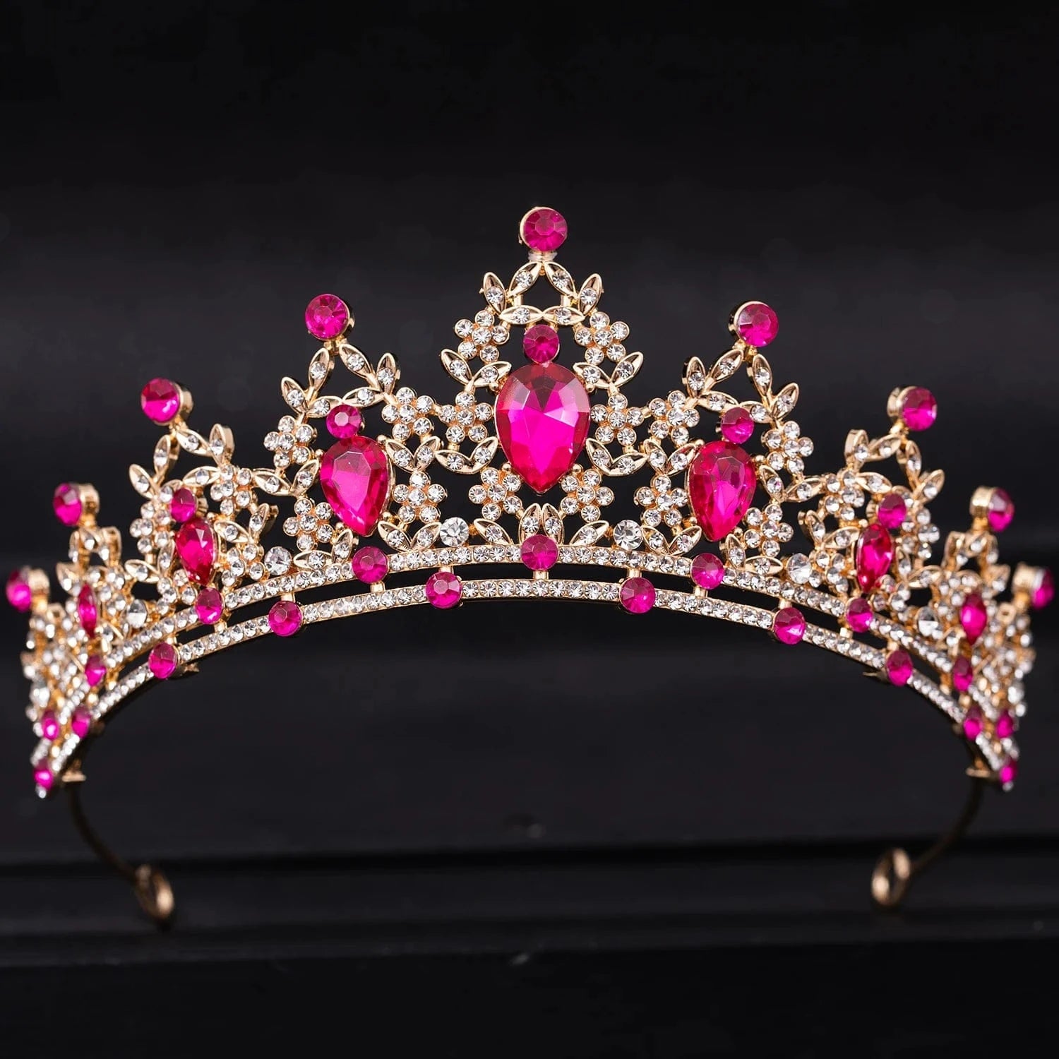 The Carat Cave Rose Red Crystal Tiara – Silver Diadem