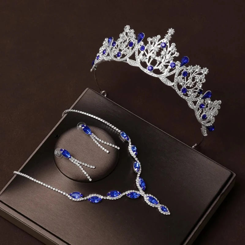The Carat Cave Sapphire Dream Set Bridal Tiara & Jewellery Set – 4 Piece