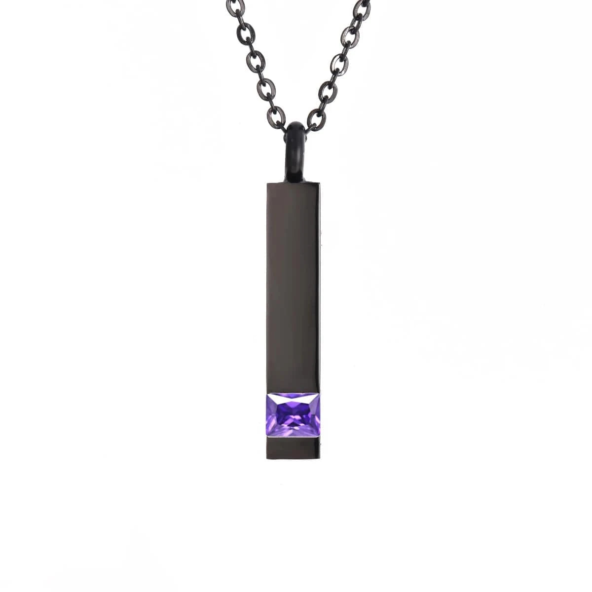 The Carat Cave September Dropshipping Black Cremation Urn Jewelry Cube Stainless Memorial Ashes Necklace Pendant 12 Kinds Birthstone Keepsake Jewelry