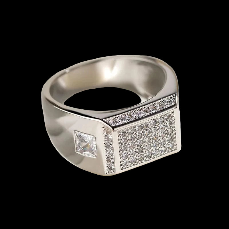 The Carat Cave Silver / 6 Sterling Silver Ring with Square Sapphire Gemstones