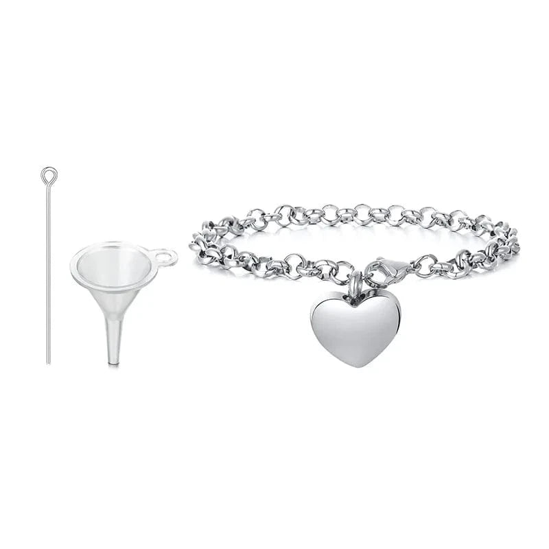 The Carat Cave silver color / Blank No Words Custom Engrave Heart Bracelet Cremation  for Ashes Memorial Urn Bracelet Women Stainless Steel Adjsutable Human Pet Gift