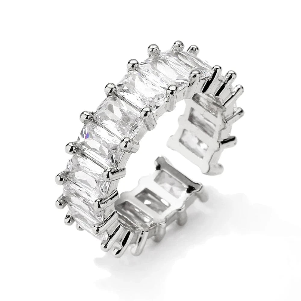 The Carat Cave Silver Step-Cut CZ Eternity Ring