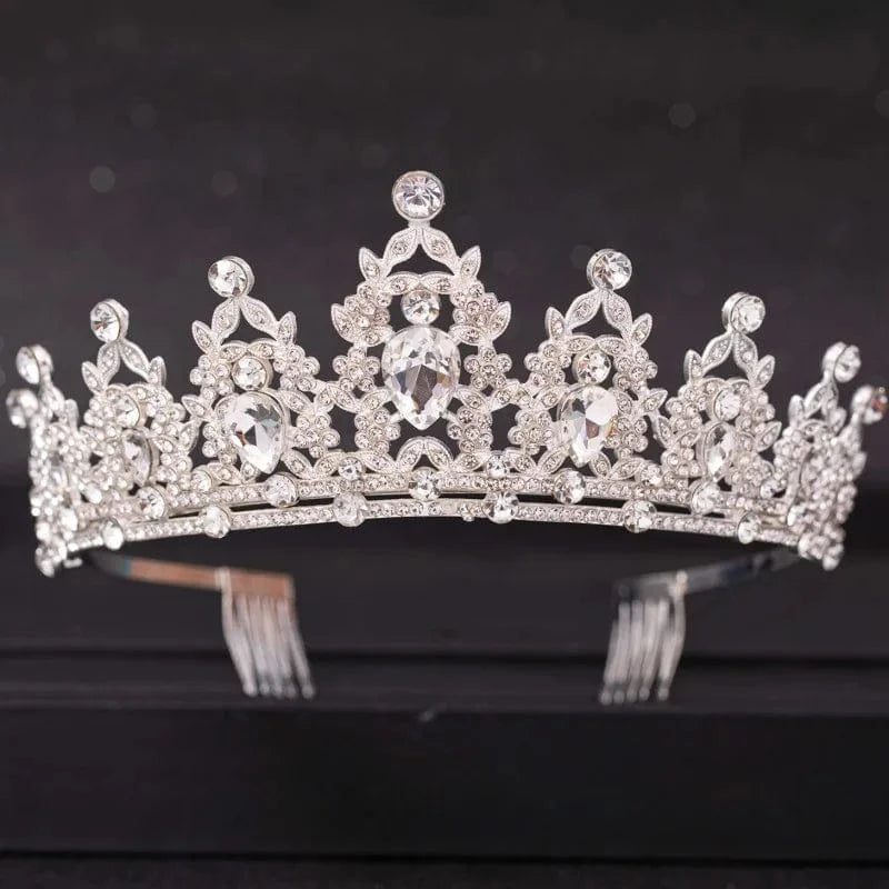 The Carat Cave Silver Style 2 Crystal Tiara – Silver Diadem