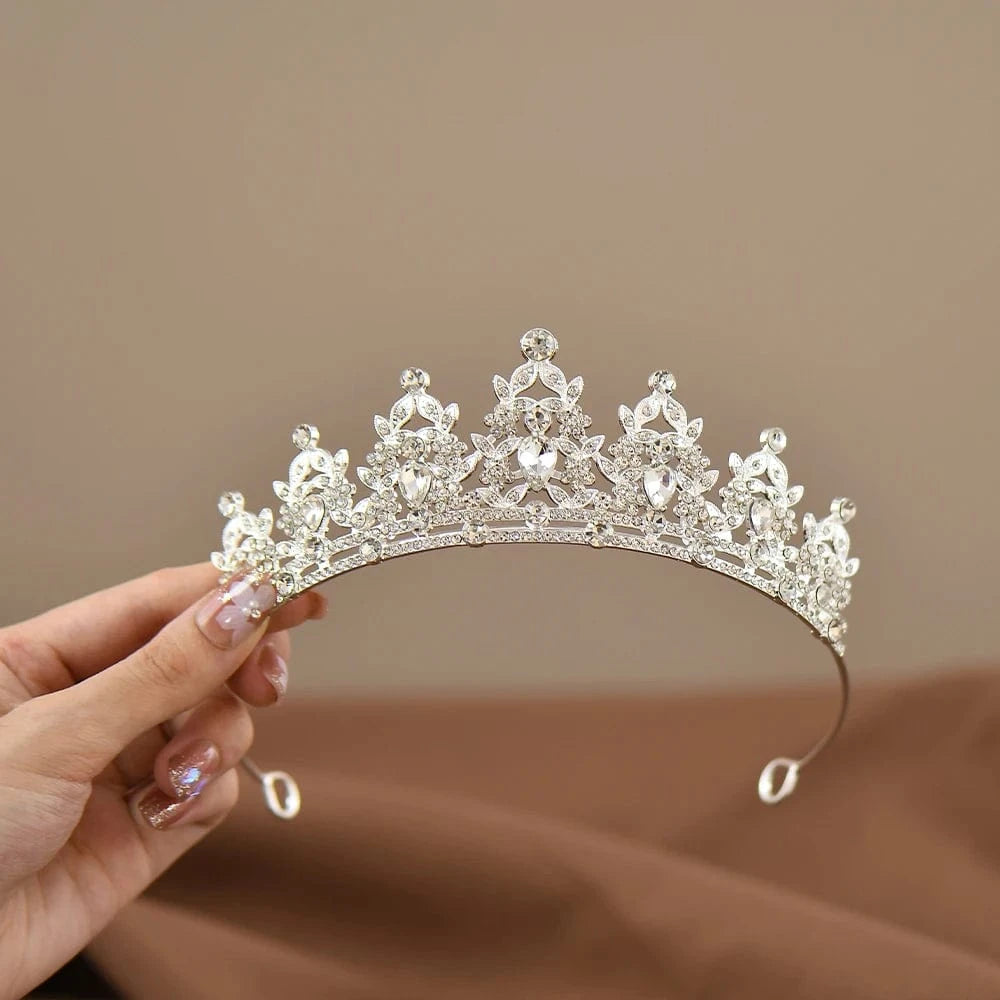 The Carat Cave Silver White Flower Girl Crystal Tiara