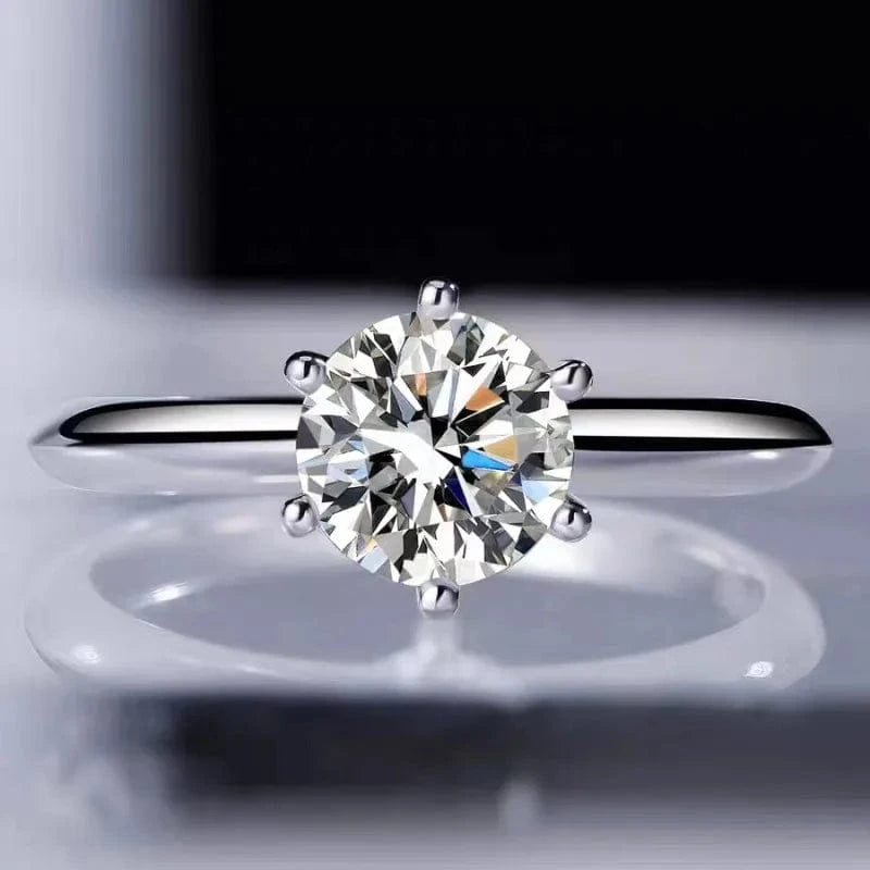 The Carat Cave Solitaire 1 carat Moissanite Engagement/Wedding Ring, 925 Sterling Silver