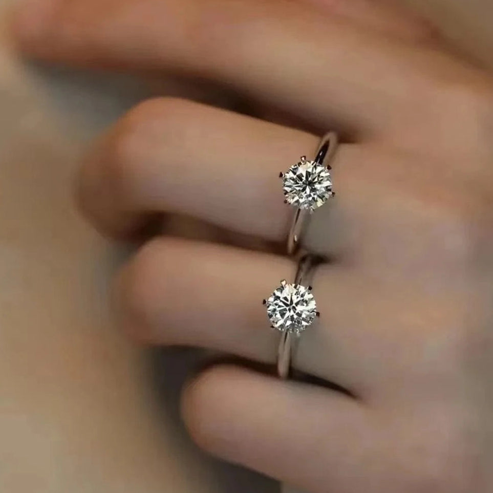 The Carat Cave Solitaire 1 carat Moissanite Engagement/Wedding Ring, 925 Sterling Silver