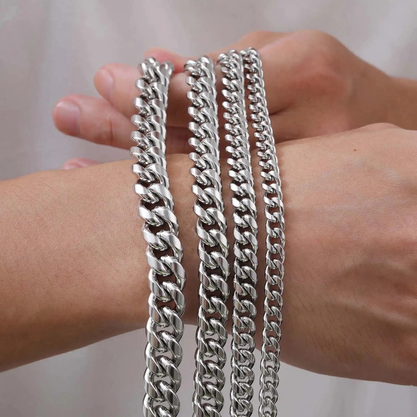 The Carat Cave Stainless Steel Bold Cuban Bracelets for Men Women - 6mm/8mm/10mm/12mm