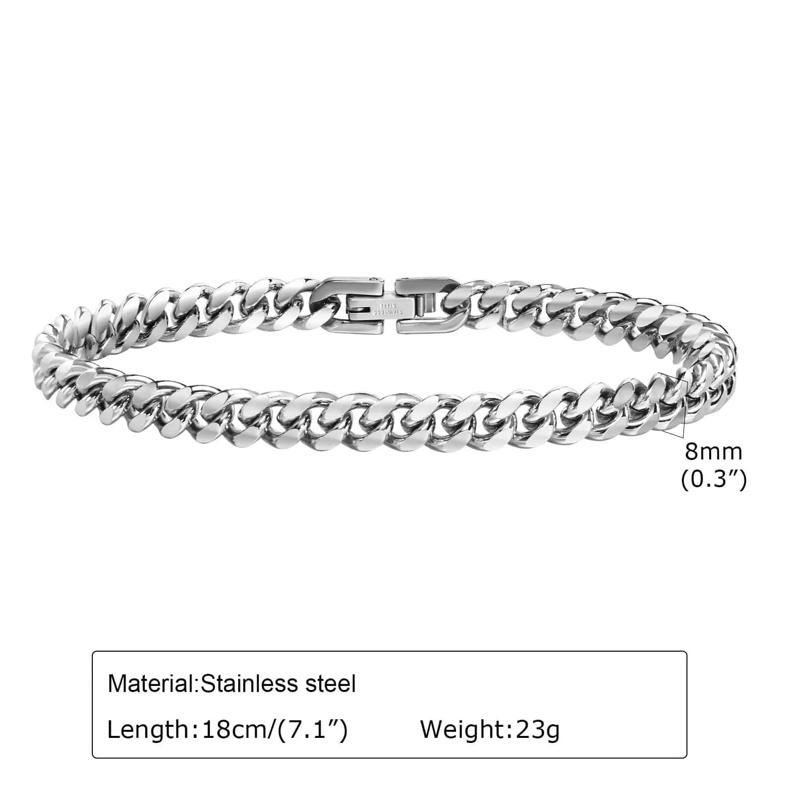 The Carat Cave Stainless Steel Cuban Chain Bracelet